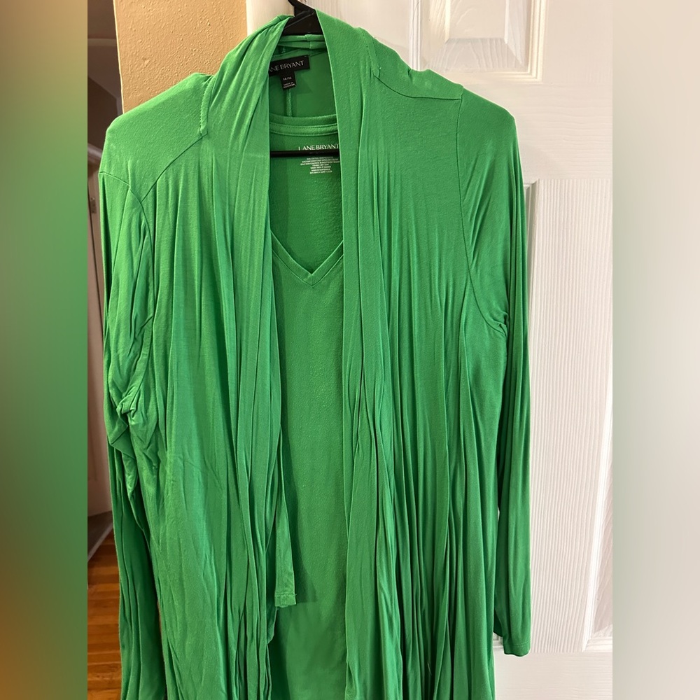Lane Bryant Vibrant Green Cardigan and Top